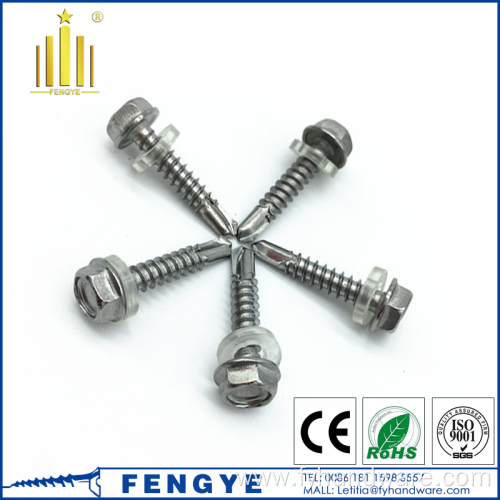 Stainless steel roofing screws with the nylon washer